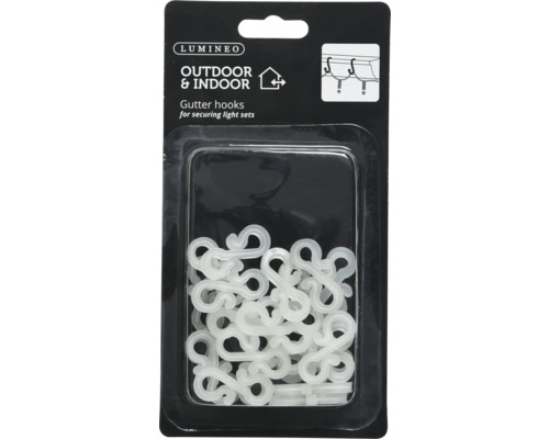 Set 24 cârlige pentru ghirlande luminoase Lumineo plastic Cârlige pentru jgheaburi Lumineo pentru fixarea instalațiilor de lumini