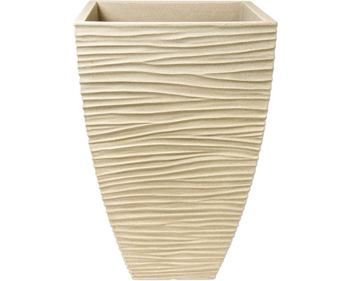 Jardinieră dreptunghiulară cu structură ondulată pentru exterior.