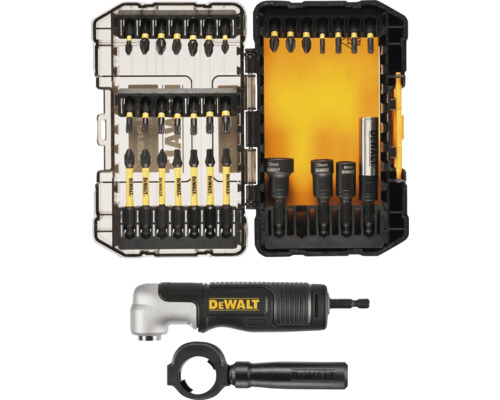 Set de biți DeWalt cu adaptor unghiular și set de chei tubulare