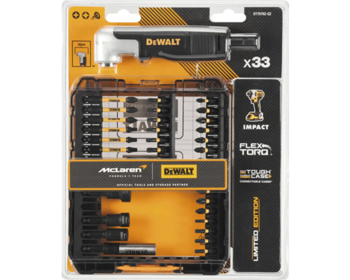 Set de biți Dewalt cu atașament unghiular și 33 de piese în cutie de depozitare