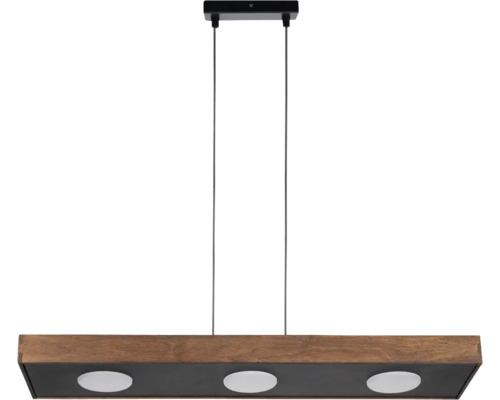 Lampa suspendată cu trei lumini, design lemn