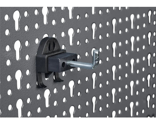Panou perforat cu cârlige pentru depozitarea sculelor