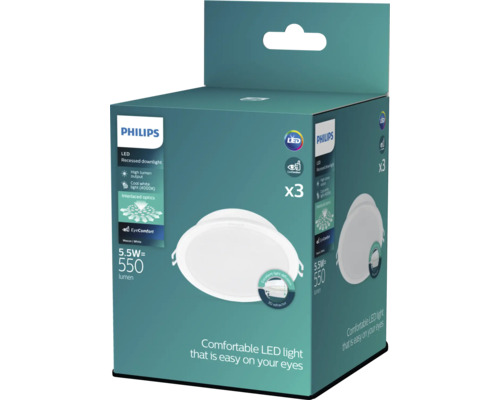 Pachet cu trei spoturi LED încastrate Philips