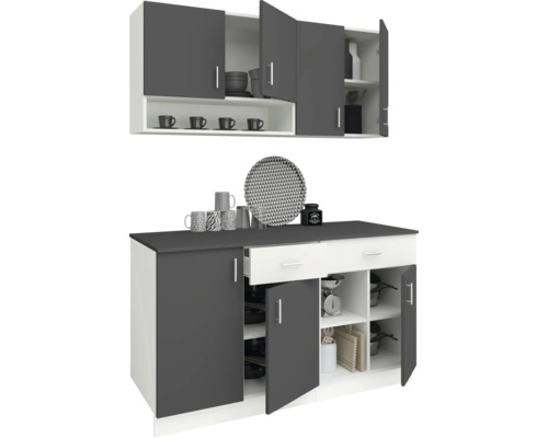 Set de dulapuri de bucătărie cu dulapuri suspendate, sertare și spațiu de depozitare