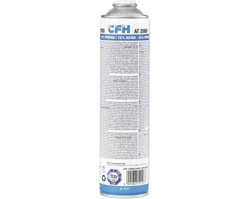 Tub gaz 30% propan & 70% butan CFH AT2000 600ml 330g Cartuș de gaz CFH AT 2000 cu 30% propan și 70% butan