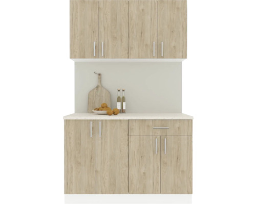 Mobilă de bucătărie Karo V2, L 120 cm, alb/lemn natural