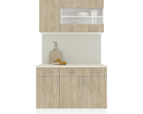 Mobilă de bucătărie Karo V3, L 120 cm, alb/lemn natural