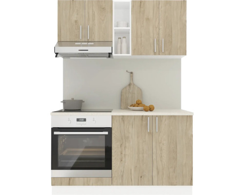 Mobilă de bucătărie Karo V4, L 140 cm, alb/lemn natural