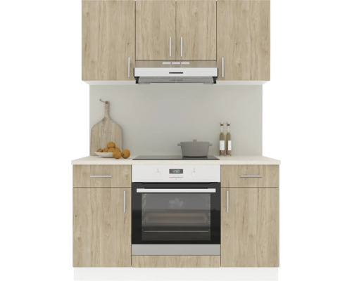 Mobilă de bucătărie Karo V5, L 140 cm, alb/lemn natural