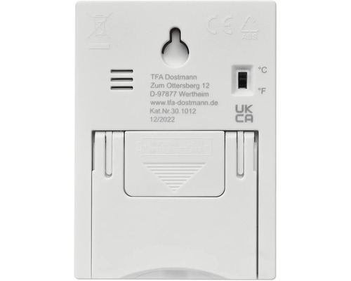 Spatele unui termometru TFA Dostmann