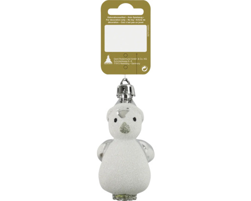 Decorațiune pinguin cu agățătoare plastic 8 cm argintiu Ornament de brad de Crăciun om de zăpadă din sticlă