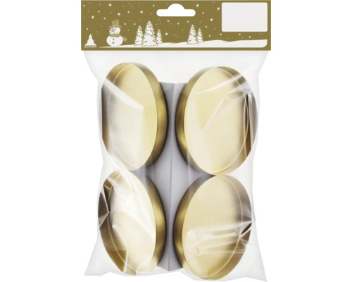 Set suport lumânare metal 7,5 cm auriu 4 buc. Pachet cu patru suporturi aurii pentru lumânări tip pastilă