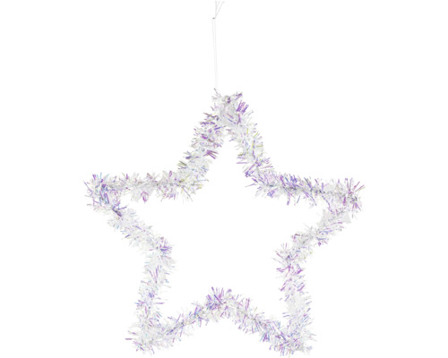 Decorațiune stea din beteală cu agățătoare plastic 25 cm lila Vârf de pom de Crăciun în formă de stea