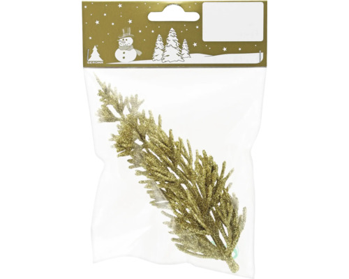 Ramură decorativă plastic 14 cm auriu Ramură decorativă din plastic în ambalaj