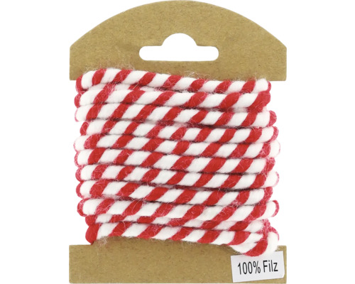 Rola de șnur din pâslă în roșu și alb