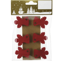 Pachet cu șase pandantive din lemn în formă de înger cu decupaj stea