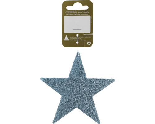 Decorațiune stea cu agățătoare plastic 10,5 cm turcoaz cu sclipici Stea decorativă strălucitoare pentru agățat