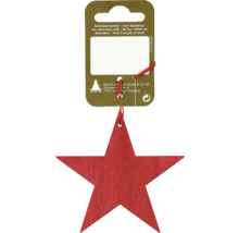 Stea din lemn roșu ca articol decorativ pe cardul produsului