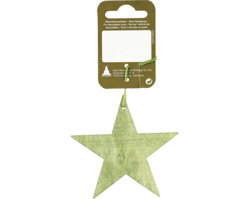 Decorațiune stea cu agățătoare lemn 8 cm verde Articol decorativ din lemn în formă de stea