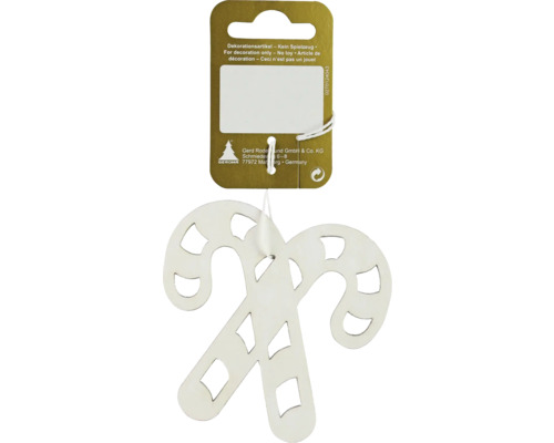 Decorațiune bomboană cu agățătoare lemn 8x15 cm alb Bastoane decorative de bomboane pentru agățat în bradul de Crăciun