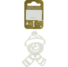 Ornament decorativ om de zăpadă din lemn cu pălărie și fular