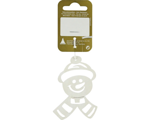 Ornament decorativ om de zăpadă din lemn cu pălărie și fular