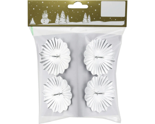 Set suport lumânări metal 6 cm argintiu 4 buc. Pachet cu patru decorațiuni argintii stea de Crăciun