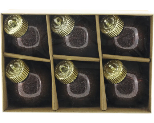 Set globuri Crăciun plastic Ø 6 cm burgund 6 buc. Șase globuri de Crăciun într-un pachet