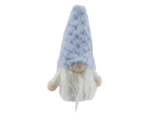 Figurină pitic pâslă 15 cm alb/albastru Figurină decorativă de pitic cu căciulă și barbă