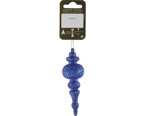 Decorațiune cu agățătoare plastic 12x4 cm albastru Decorațiune albastră sclipitoare pentru pomul de Crăciun în formă de con