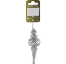 Ornament argintiu pentru bradul de Crăciun în formă de con, ca articol decorativ