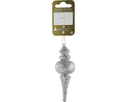 Decorațiune cu agățătoare plastic 12x4 cm argintiu Ornament argintiu pentru bradul de Crăciun în formă de con, ca articol decorativ