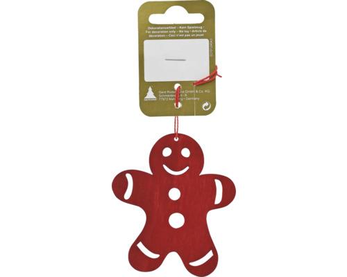 Decorațiune Om turtă dulce lemn 7x8 cm roșu Om de turtă dulce din lemn ca articol decorativ