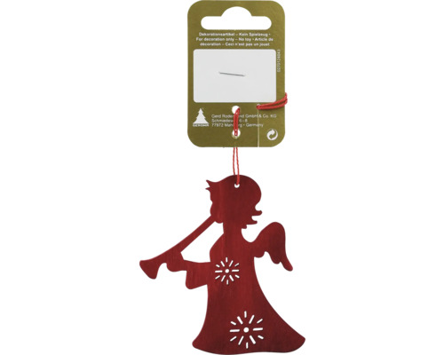 Înger roșu cu trompetă ca decorație pentru pomul de Crăciun