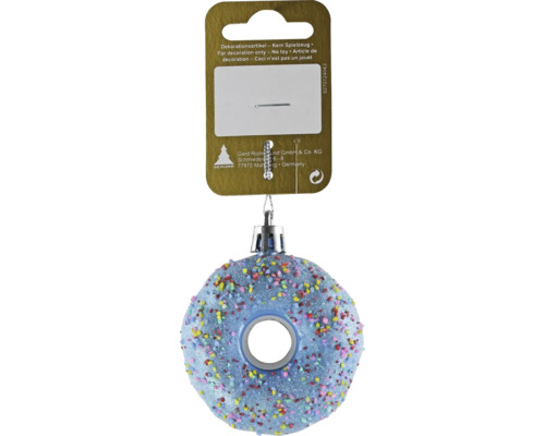 Decorațiune gogoașă cu agățătoare plastic 6 cm albastru Glob decorativ pentru brad, în formă de gogoașă, cu stropi colorați