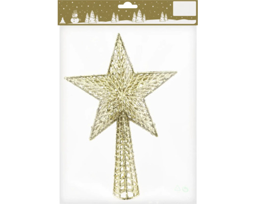 Vârf brad plastic 27 cm auriu Vârf de brad stea pentru decorarea de Crăciun