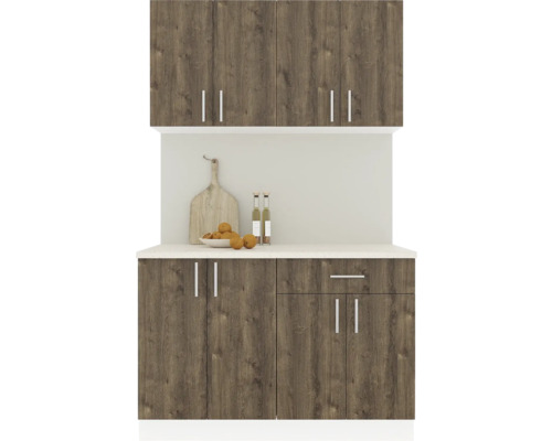 Mobilă de bucătărie Karo V2, L 120 cm, alb/stejar bronz