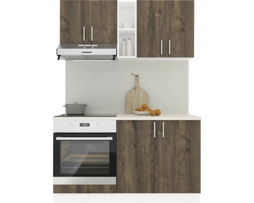 Mobilă de bucătărie Karo V4, L 140 cm, alb/stejar bronz