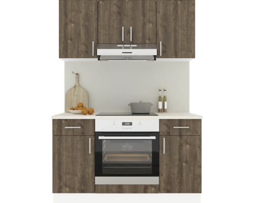Mobilă de bucătărie Karo V5, L 140 cm, alb/stejar bronz