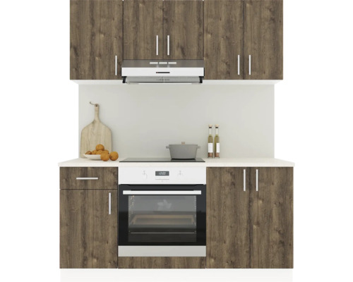 Mobilă de bucătărie Karo V6, L 160 cm, alb/stejar bronz