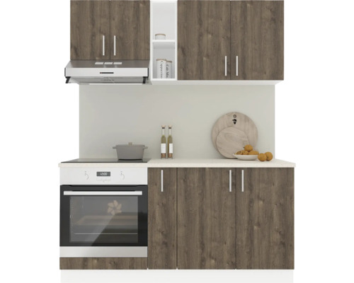 Mobilă de bucătărie Karo V7, L 160 cm, alb/stejar bronz