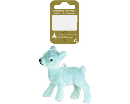 Decorațiune căprioară cu agățătoare 8,5 cm turcoaz Figurină decorativă de cerb cu etichetă, nu este o jucărie