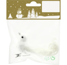 Pasăre decorativă cu clemă pentru decorațiuni de Crăciun într-un ambalaj