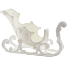 Figurină decorativă, sclipitoare, de sanie, pentru perioada Crăciunului