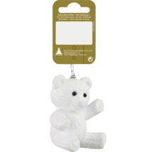 Ursuleț de pluș alb ca decorațiune de brad cu agățătoare