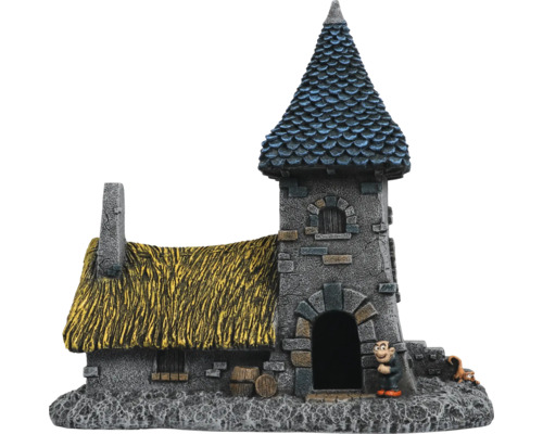Decoratiune acvariu castel cu turn si acoperis de paie