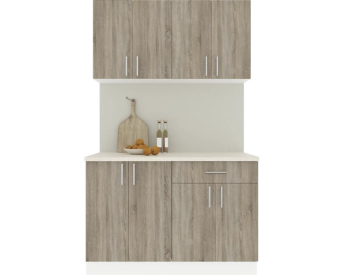 Mobilă de bucătărie Karo V2, L 120 cm, alb/stejar închis