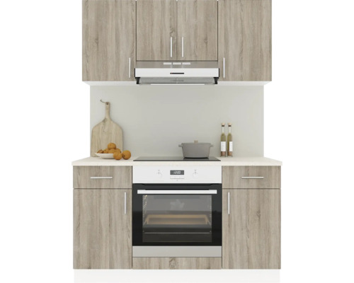 Mobilă de bucătărie Karo V5, L 140 cm, alb/stejar închis