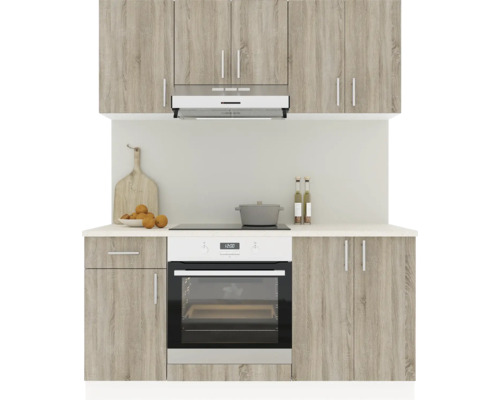 Mobilă de bucătărie Karo V6, L 160 cm, alb/stejar închis