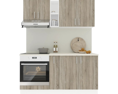 Mobilă de bucătărie Karo V7, L 160 cm, alb/stejar închis